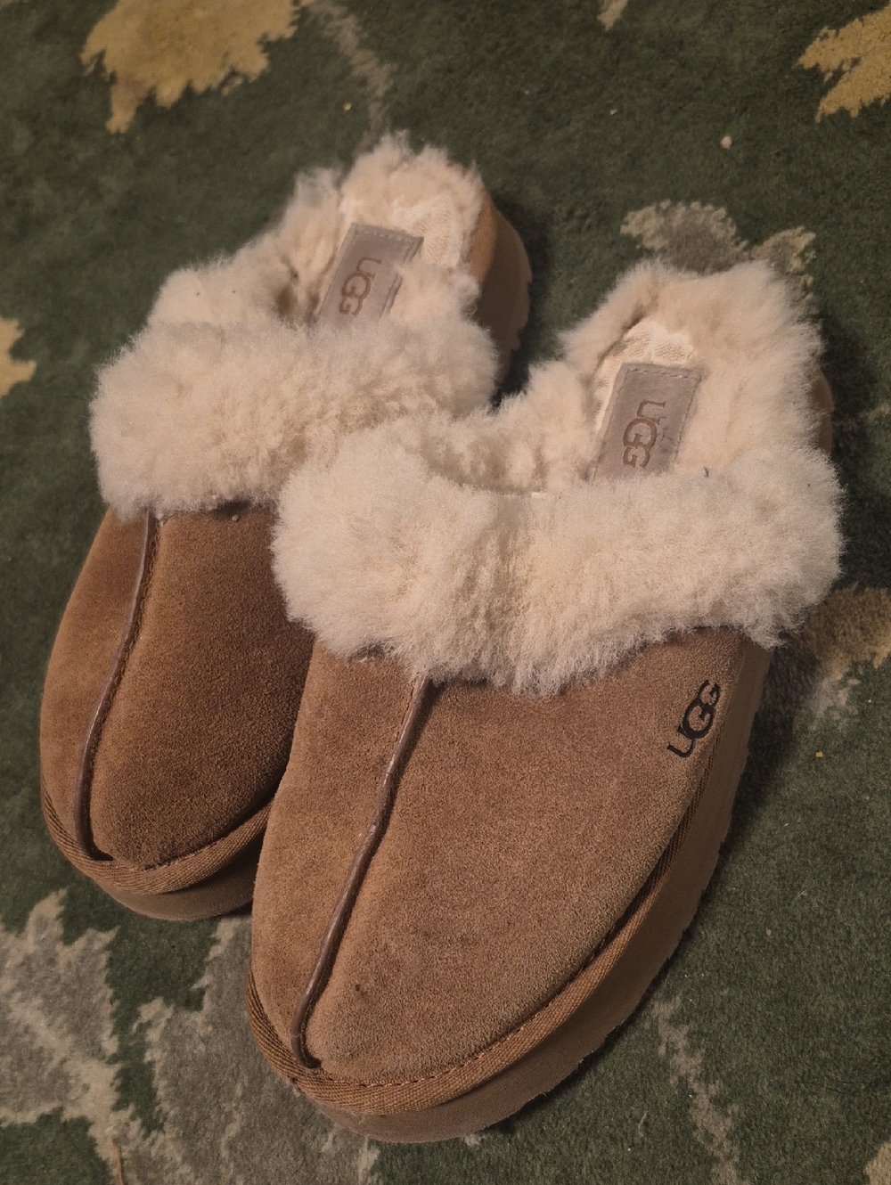 UGG Chestnut Brown Suede Shearling Lined Slippers